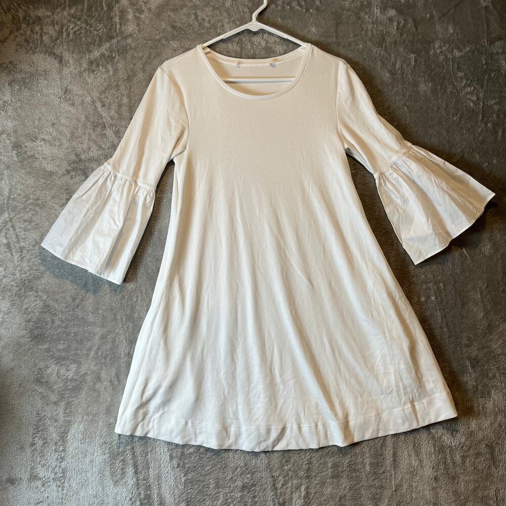 Peruvian Connection Pima Cotton Catania Dress Bell Sleeves Size XS‎ White